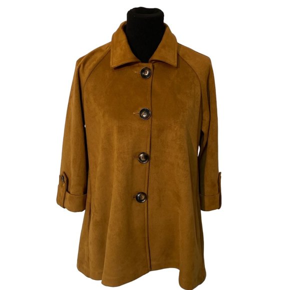 Boho Chic Faux Suede Jacket (Style# 761017) Cognac-XL - Picture 1 of 7